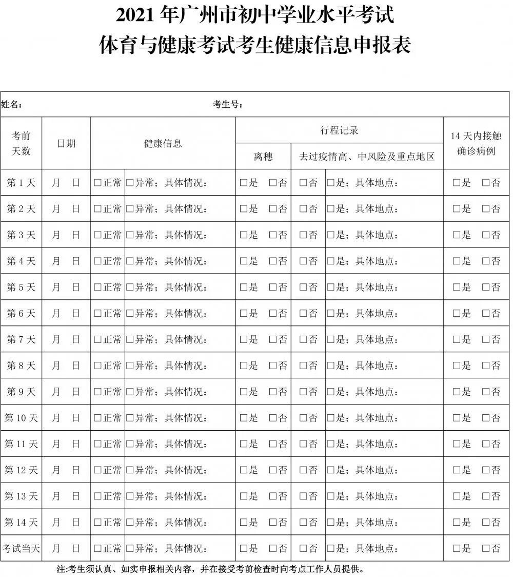2021 年我市中考体育考试 4 月 1